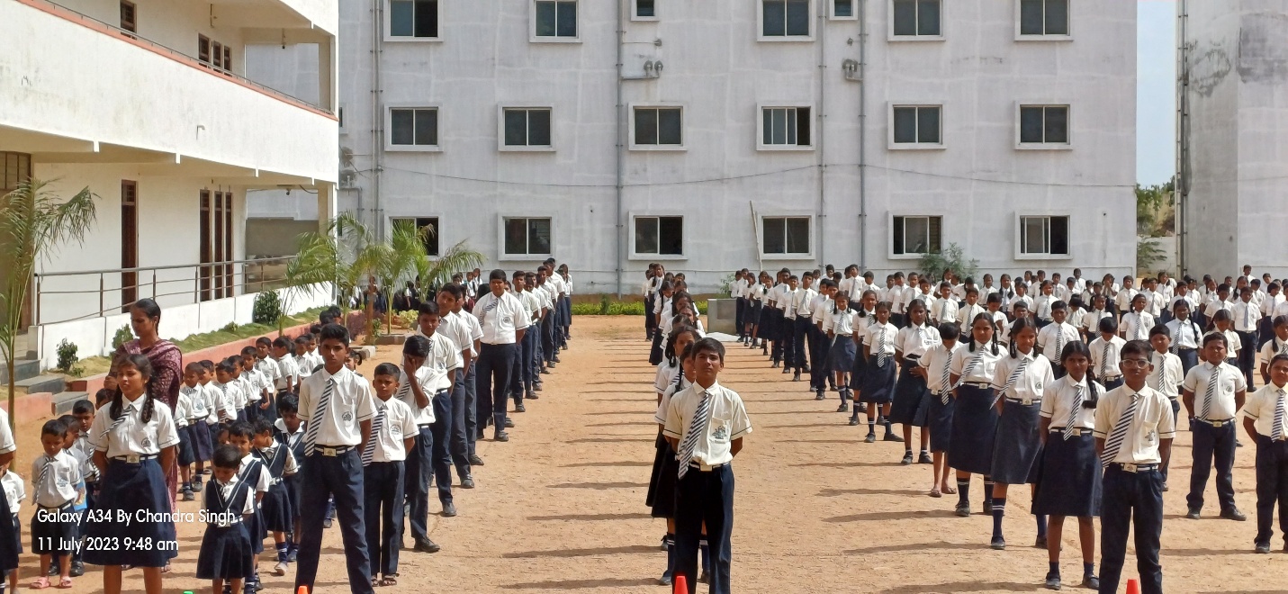 Students assembled in the school grounds